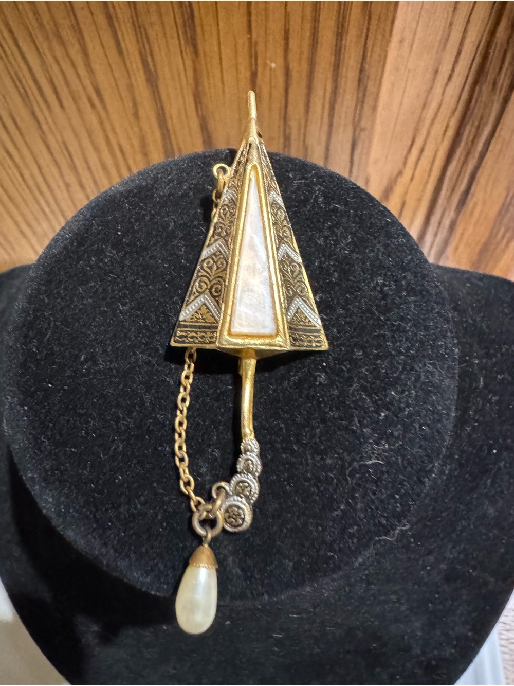 Vintage Spanish Damascene Umbrella Brooch